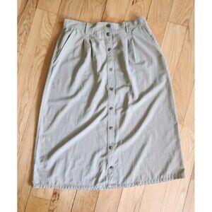 Vintage Womens TravelSmith Skirt Button Front Khaki Size 16 Petite Light Sage